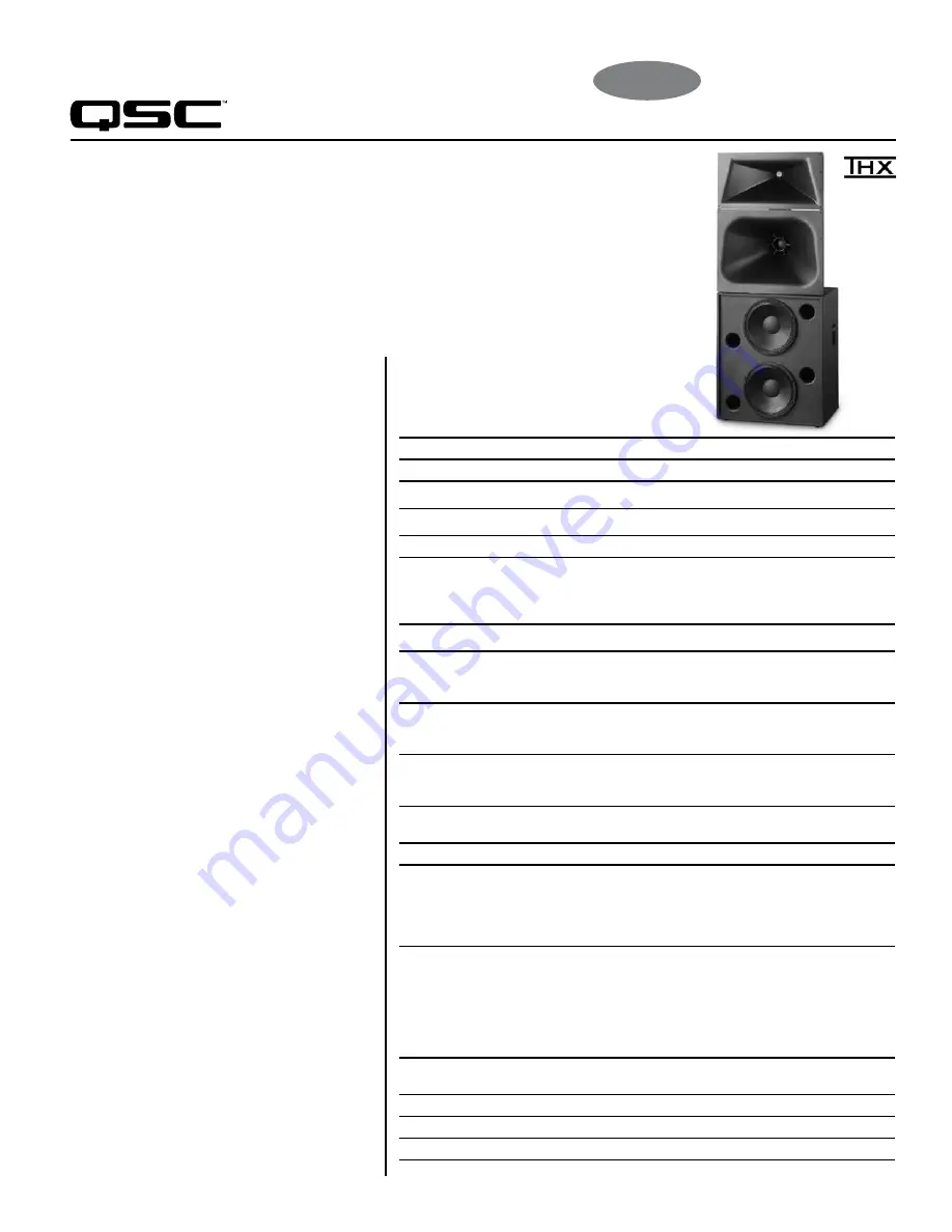 QSC SC-324 Specification Sheet Download Page 1