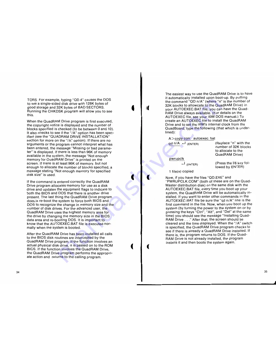 Quadram Quadboard Operation Manual Download Page 20