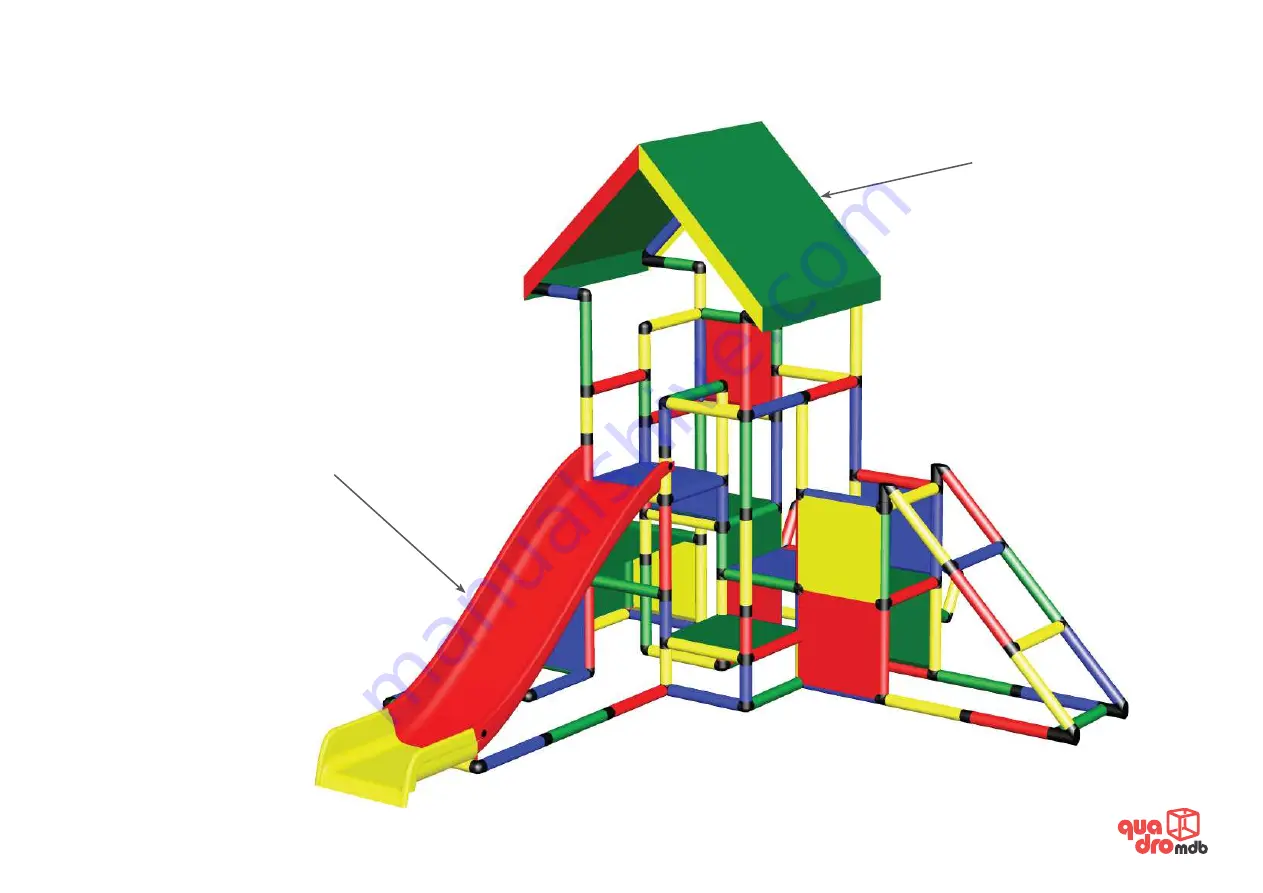 Quadro mdb High-End Play Tower with Baby and Modular Slide including 15cm Steps, Climbing Hill and increased Roof C0075 Скачать руководство пользователя страница 12