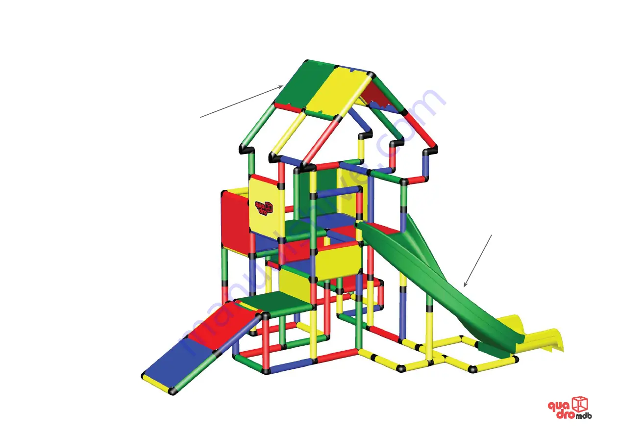 Quadro mdb Princess' Castle with Watchtower, Baby Slide and Curved Slide B0098 Construction Manual Download Page 10