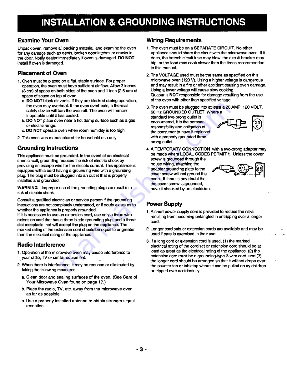 Quasar MQS1087 Operating Instructions Manual Download Page 5