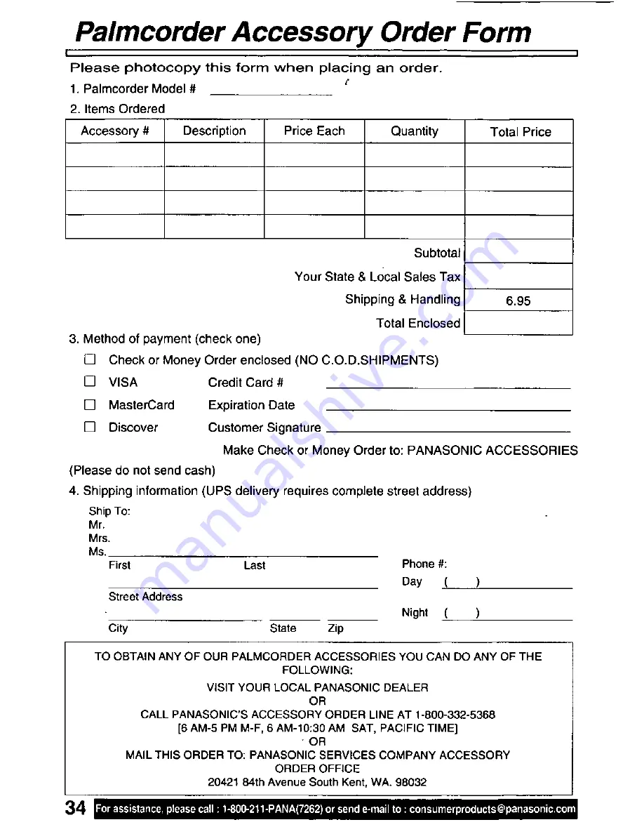 Quasar Palmcorder VM-D51 User Manual Download Page 34