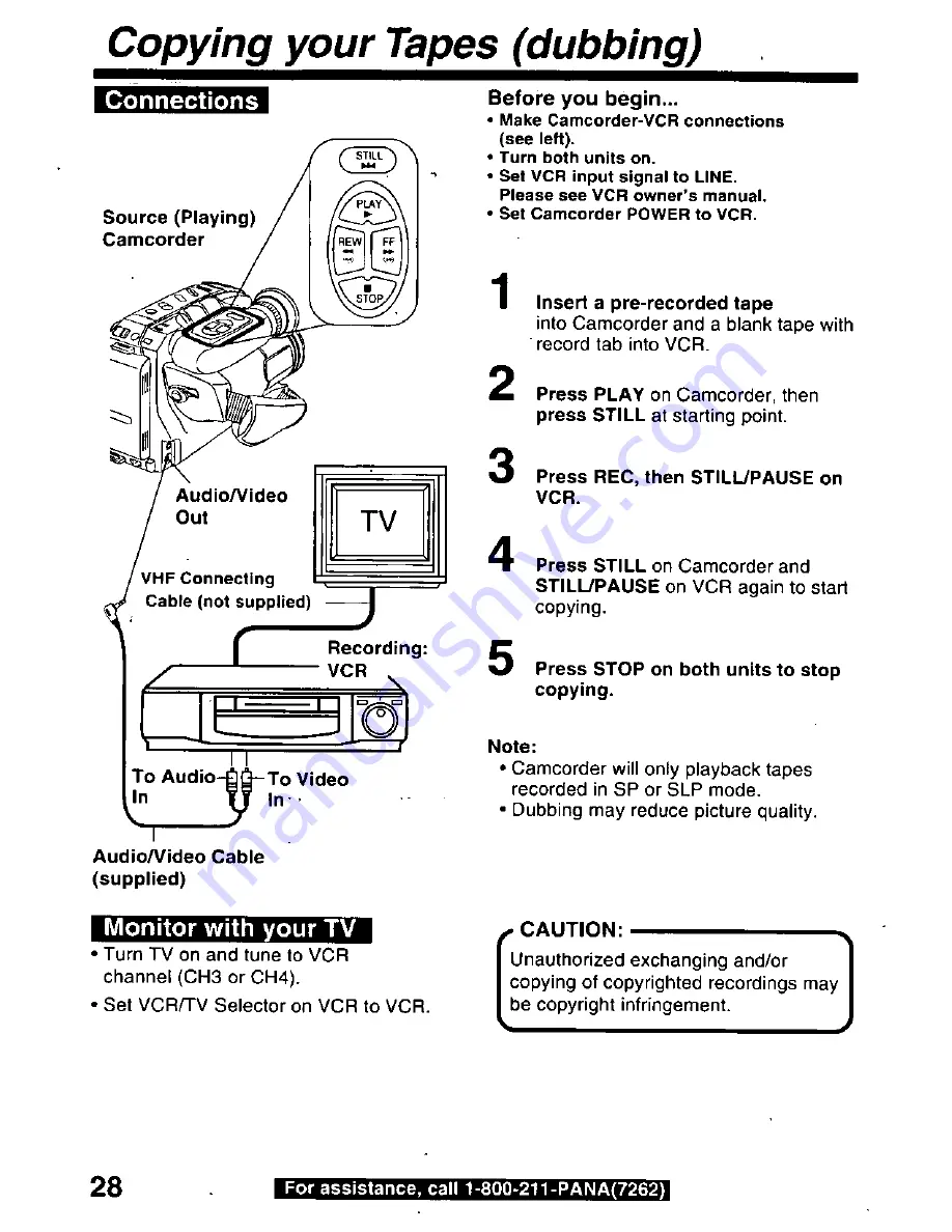 Quasar Palmcorder VM-L459 Скачать руководство пользователя страница 28