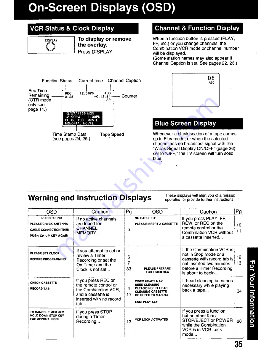 Quasar VV1319W MONITOR/VCR Manual Download Page 35