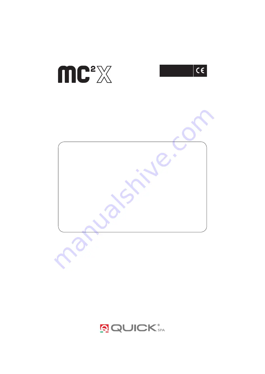 Quick mc2X 25k Installation And Use Manual Download Page 52