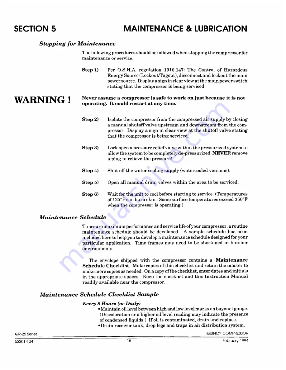 Quincy Compressor QR-25 310 Скачать руководство пользователя страница 22