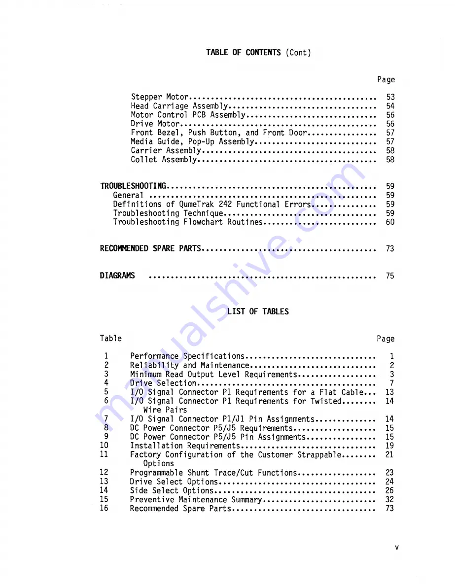 Qume QumeTrak 242 Maintenance Manual Download Page 7