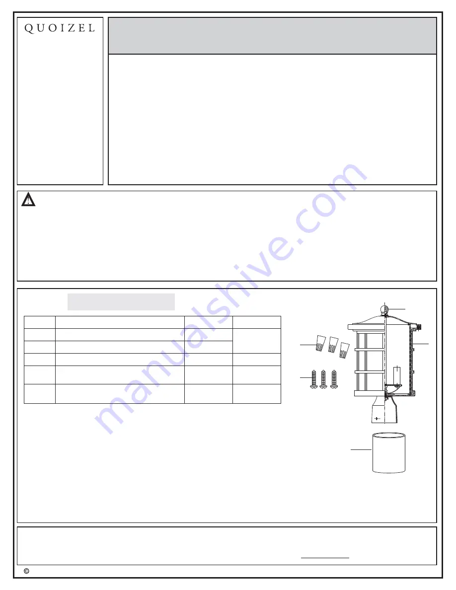 Quoizel 0759428 Manual Download Page 9