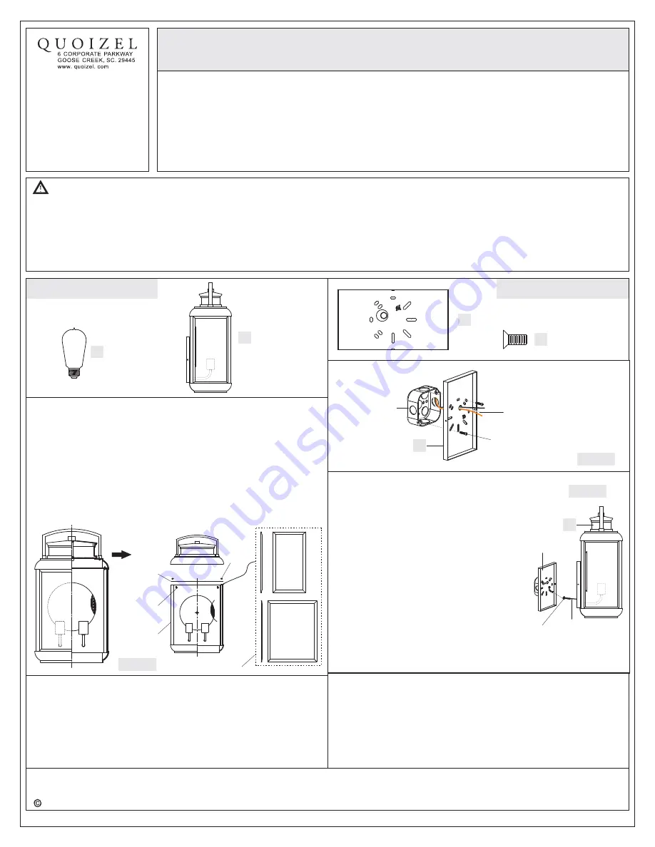 Quoizel BRN8412IB Assembly Instruction Sheet Download Page 1