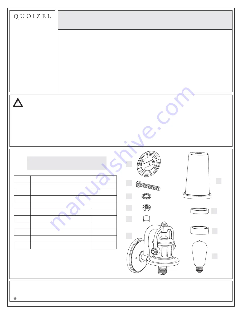 Quoizel SDN8405IB Assembly Instruction Sheet Download Page 1