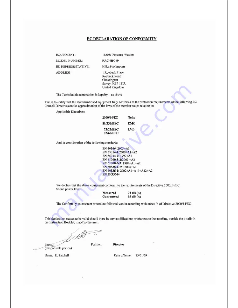 Rac RAC-HP009 Скачать руководство пользователя страница 12