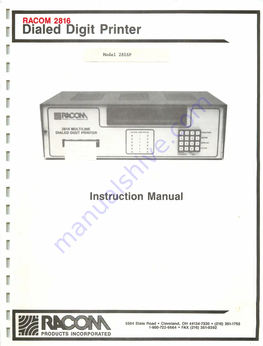 RACOM 2816P Instruction Manual Download Page 1