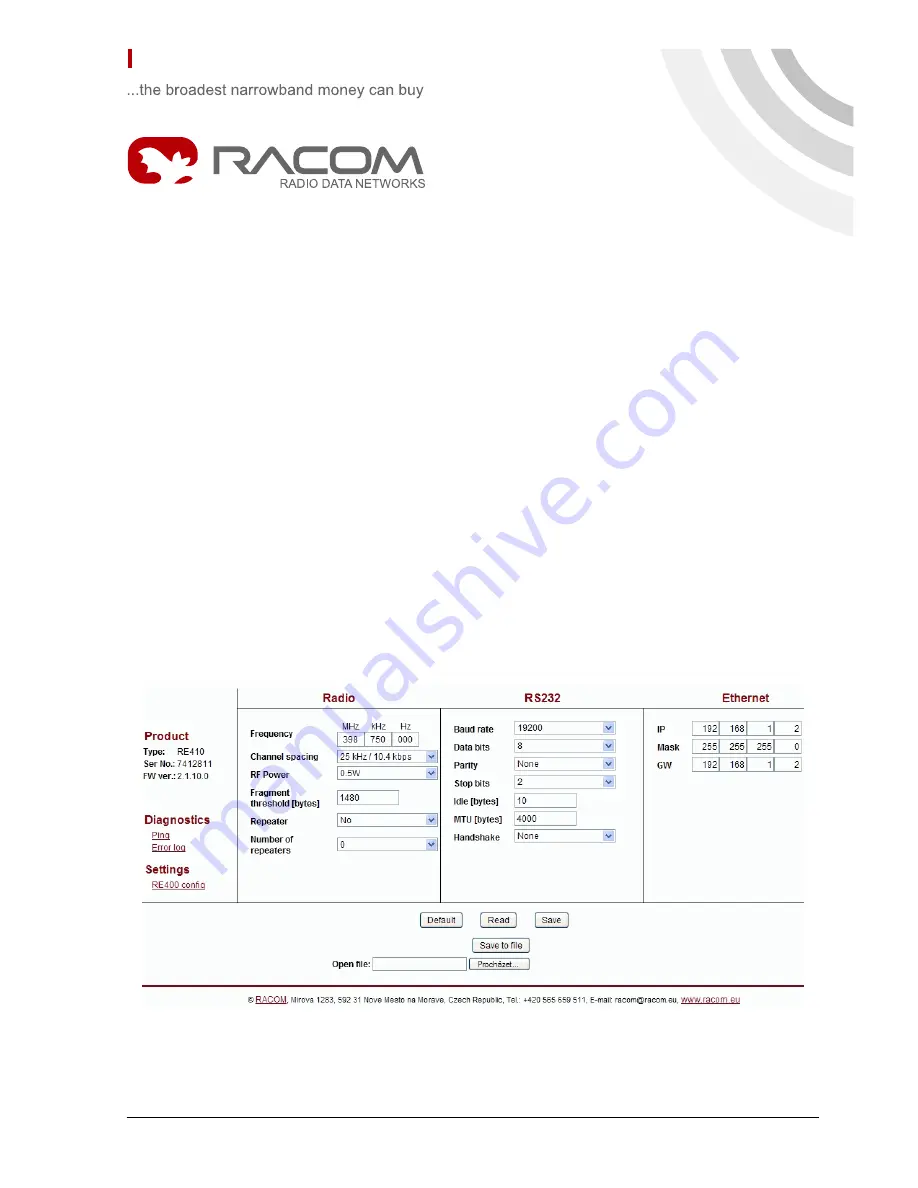 RACOM ECONOMY RE400 Скачать руководство пользователя страница 1