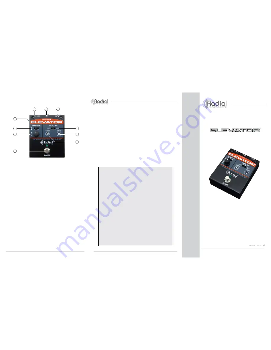 Radial Engineering Elevator User Manual Download Page 1