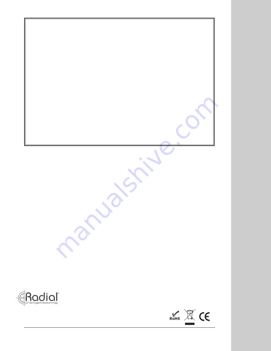 Radial Engineering R800 1018 User Manual Download Page 4