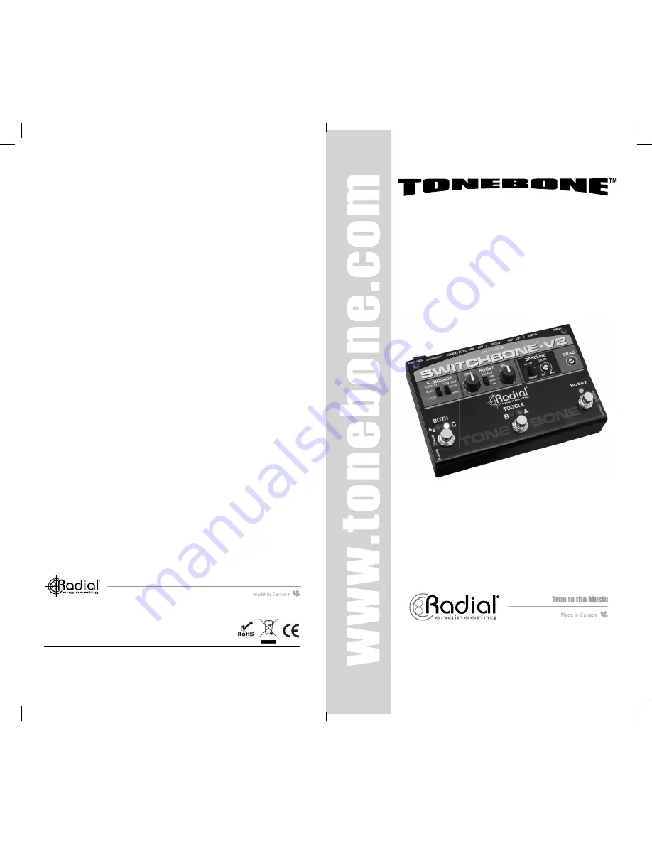 Radial Engineering Tonebone SWITCHBONE V2 User Manual Download Page 1