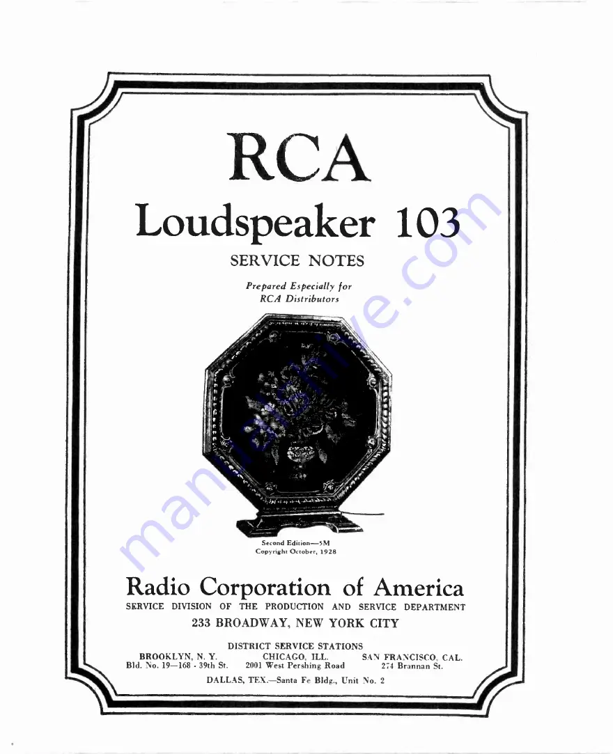 Radio Corporation Of America 100 Service Notes Download Page 29