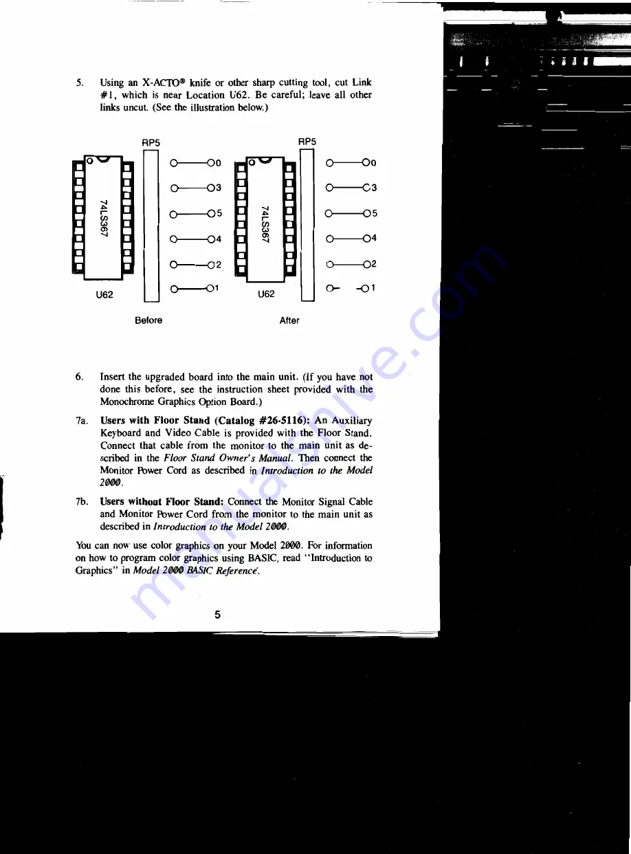 Radio Shack Color Graphics Option Скачать руководство пользователя страница 5