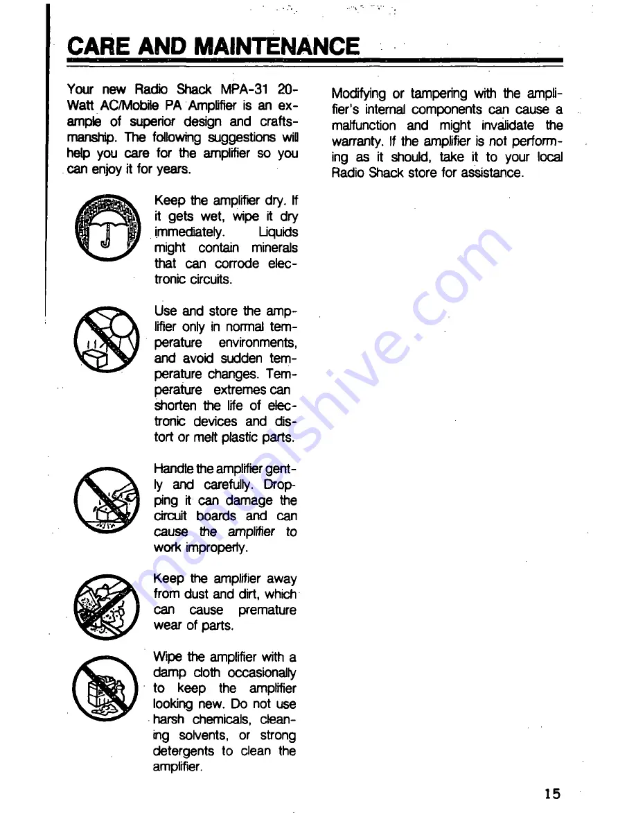 Radio Shack MPA 31 Owner'S Manual Download Page 15