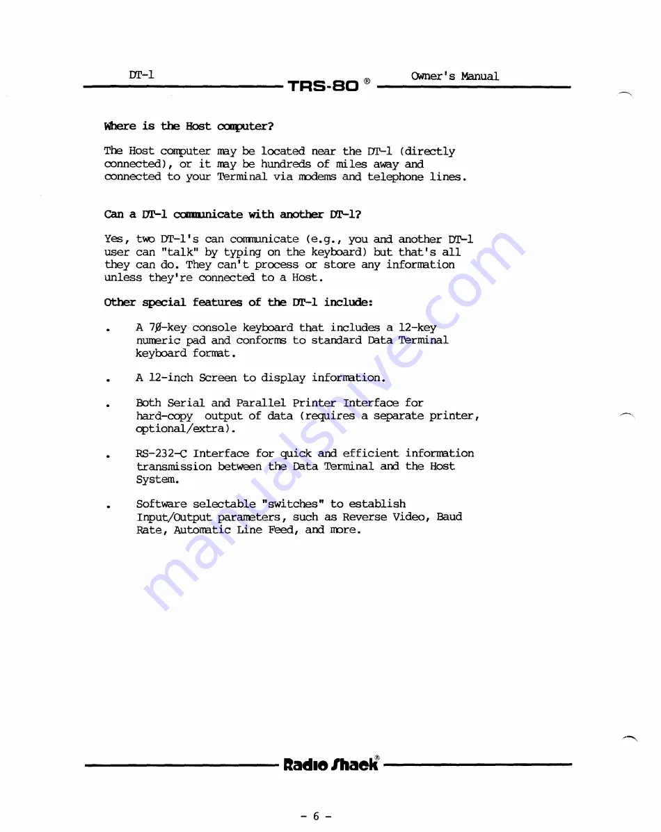 Radio Shack TRS-80 DT-1 Owner'S Manual Download Page 8