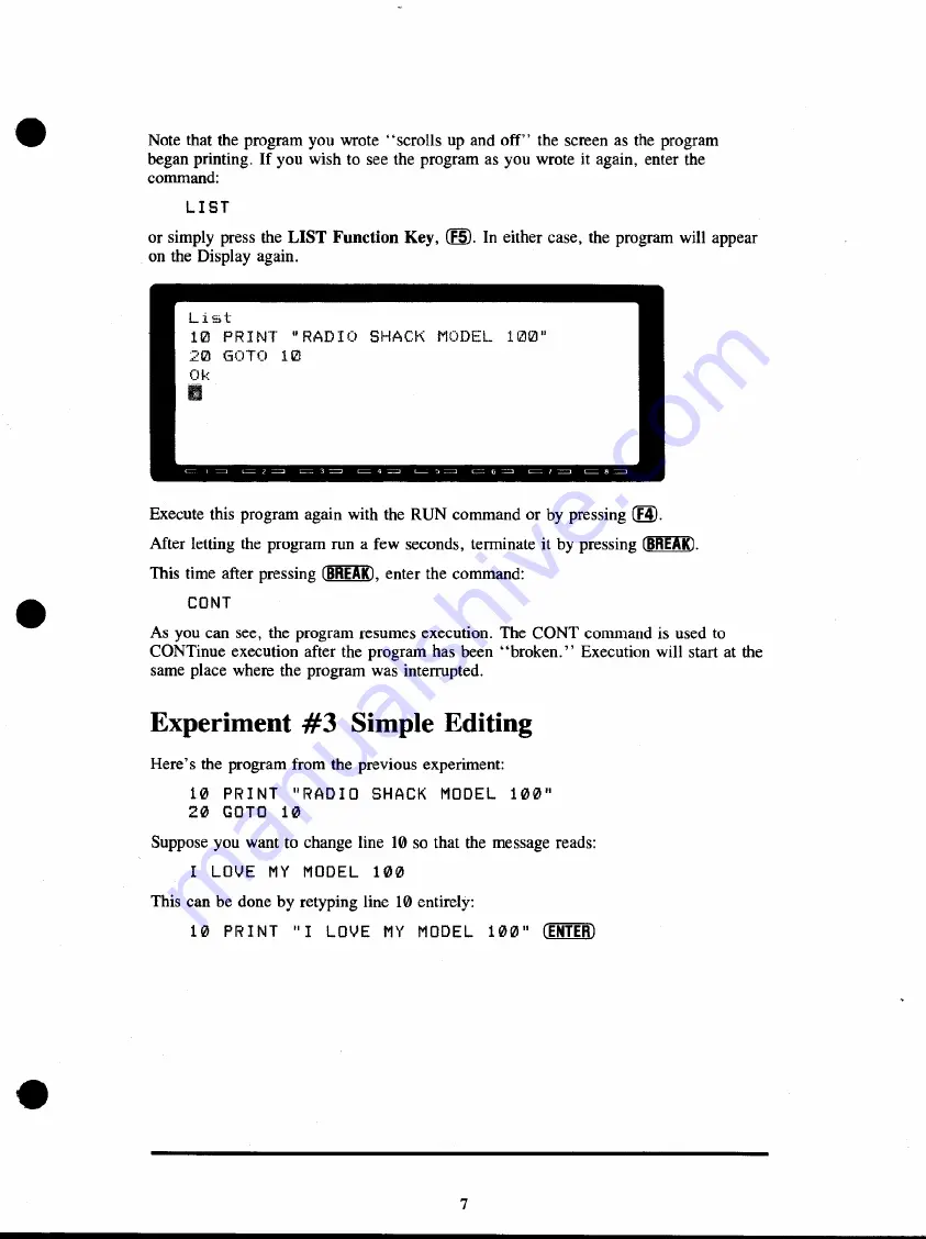 Radio Shack TRS-80 Model 100 Basic Manual Download Page 13