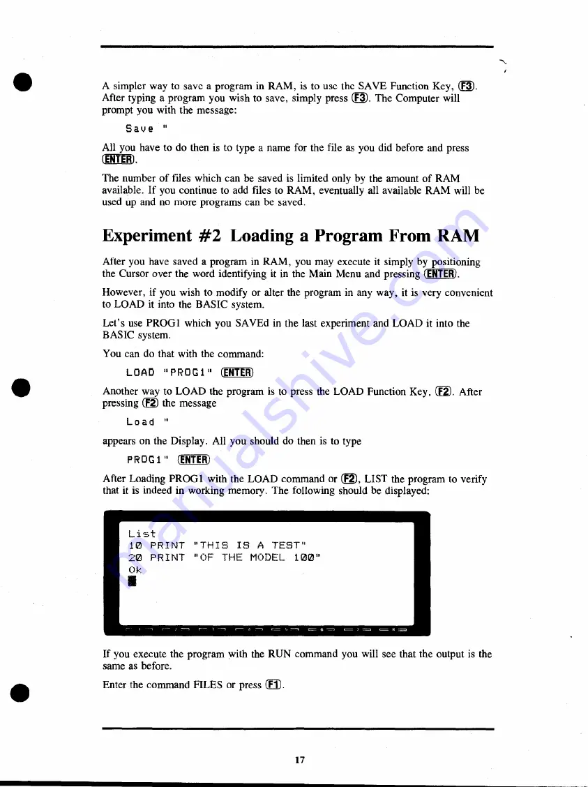 Radio Shack TRS-80 Model 100 Basic Manual Download Page 23