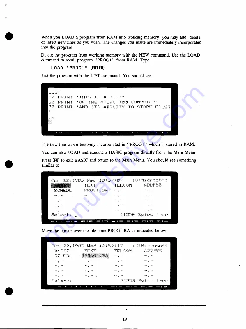 Radio Shack TRS-80 Model 100 Basic Manual Download Page 25