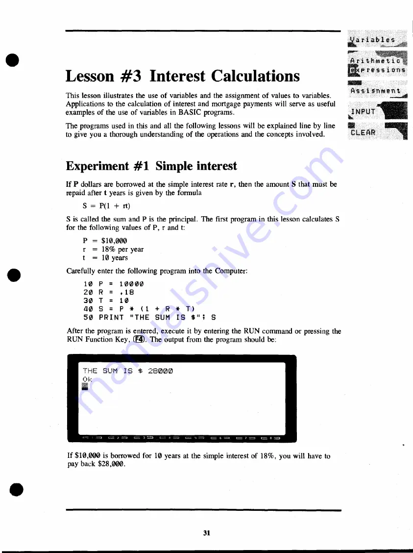 Radio Shack TRS-80 Model 100 Basic Manual Download Page 37