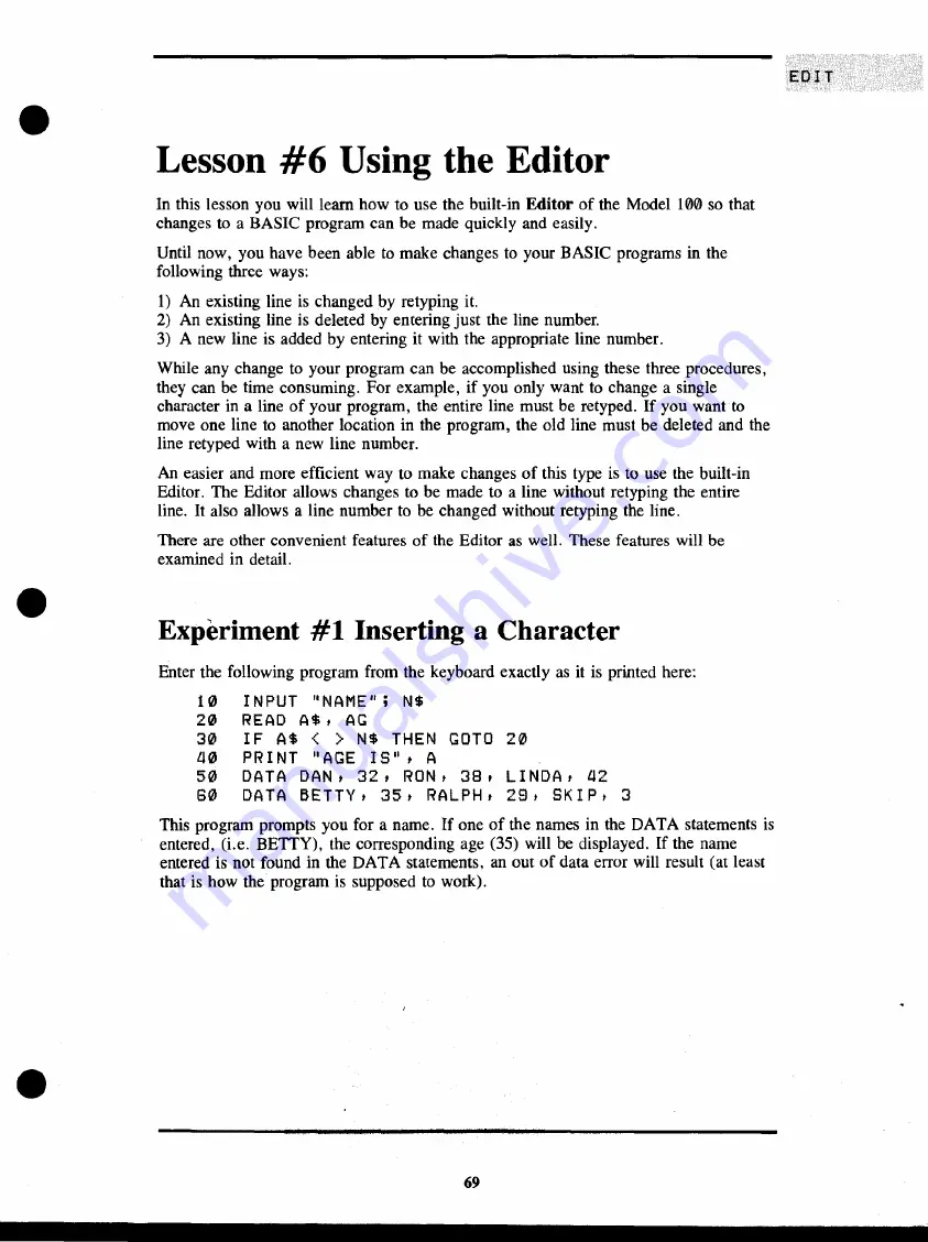 Radio Shack TRS-80 Model 100 Basic Manual Download Page 75