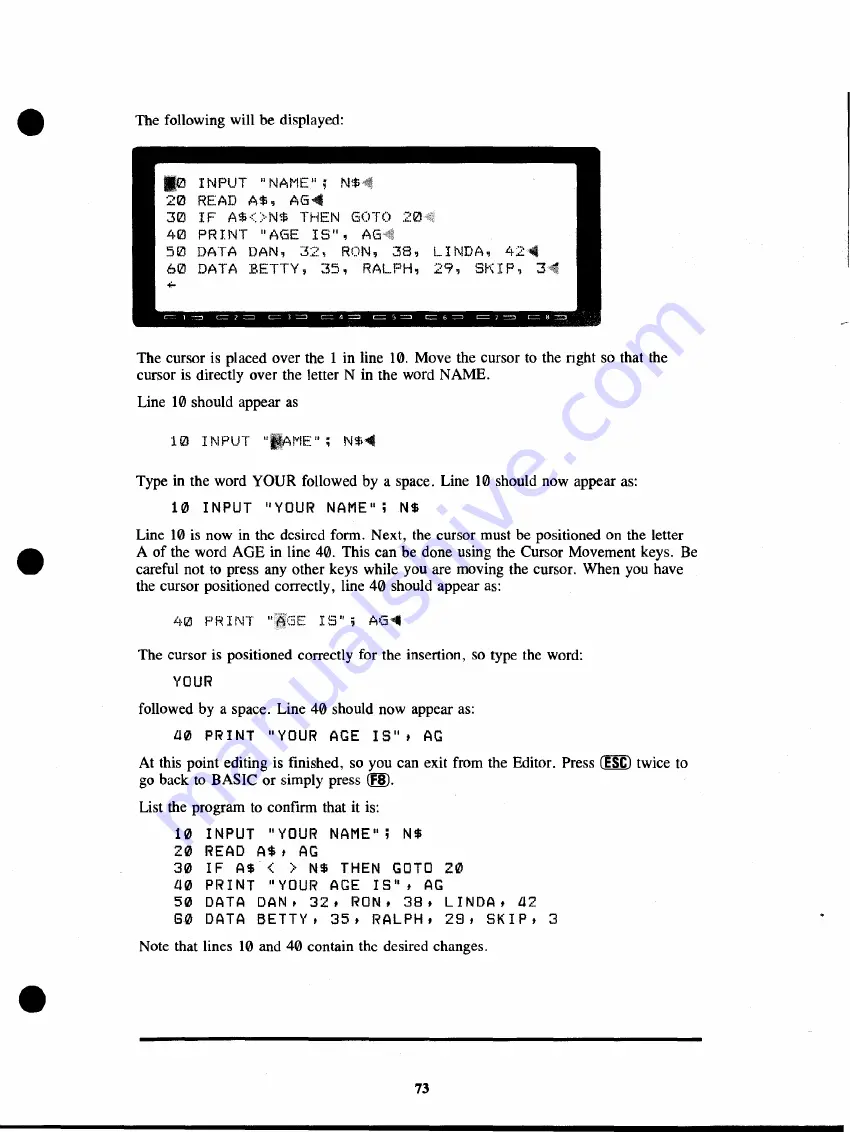 Radio Shack TRS-80 Model 100 Basic Manual Download Page 79