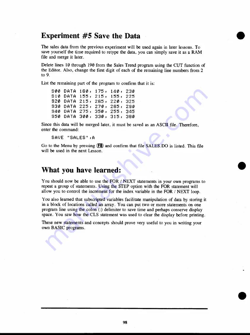 Radio Shack TRS-80 Model 100 Basic Manual Download Page 104