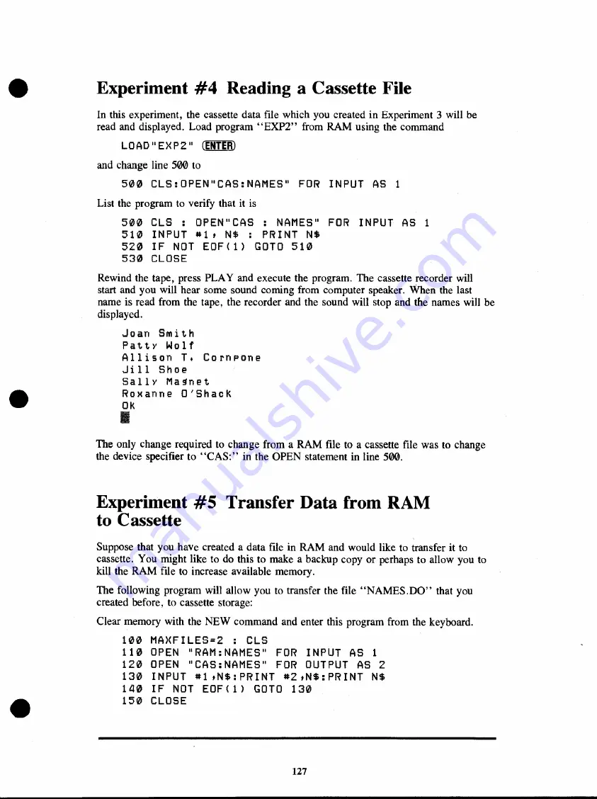 Radio Shack TRS-80 Model 100 Basic Manual Download Page 133