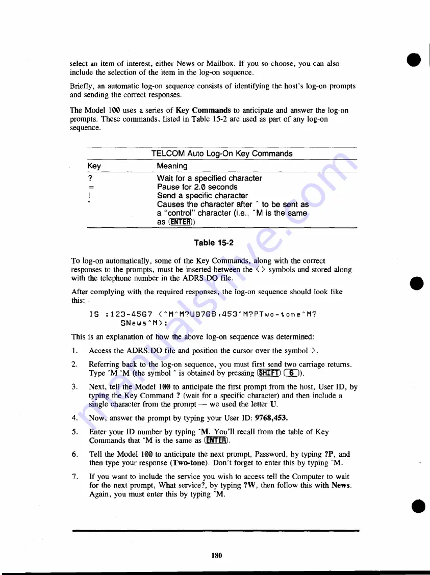 Radio Shack TRS-80 Model 100 Basic Manual Download Page 186