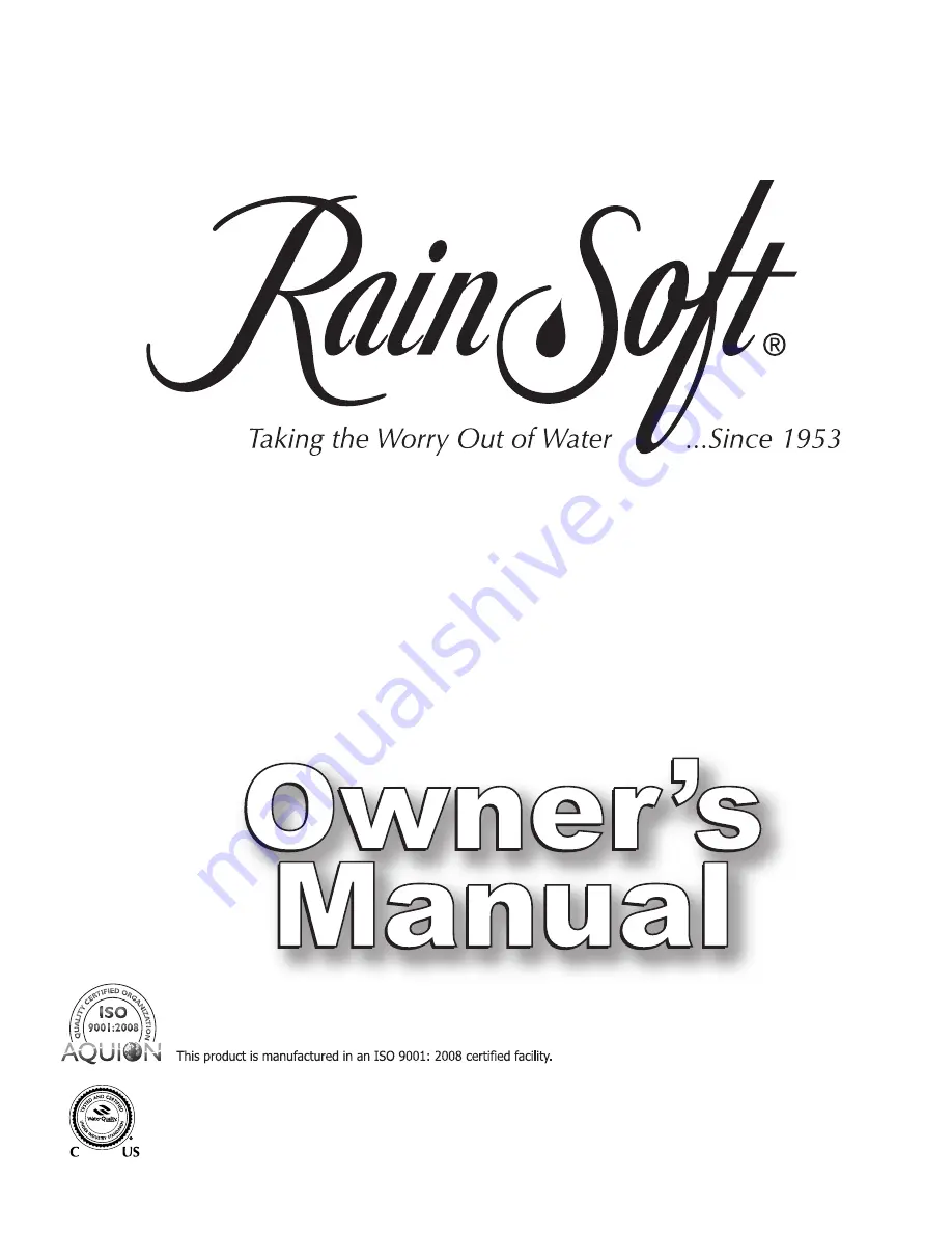 Rain Soft TC Series Owner'S Manual Download Page 1