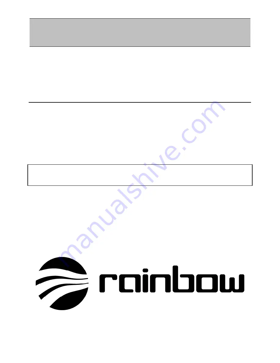 Rainbow SPA-365 WP Installation Manual Download Page 1