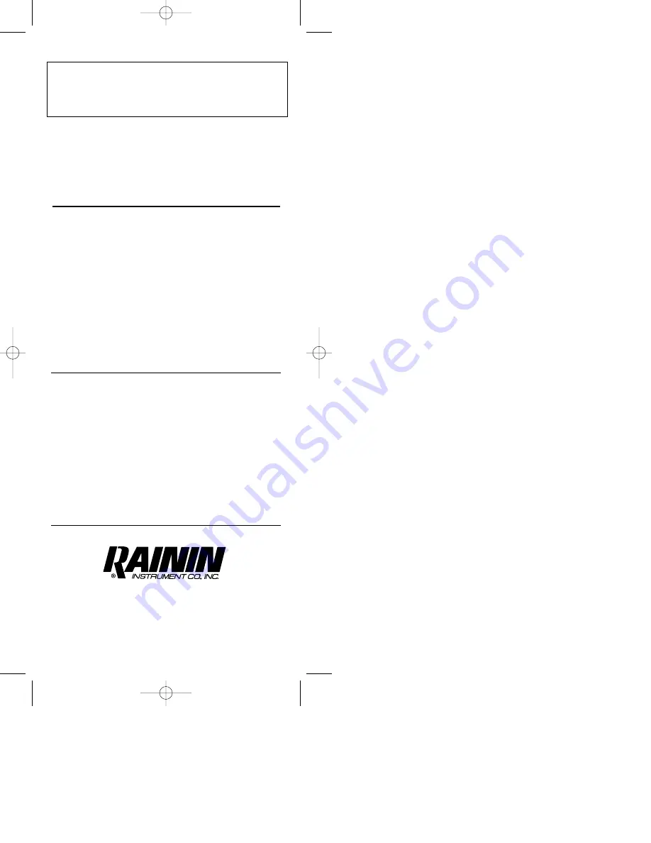 Rainin Pipet Lite Series User Manual Download Page 16