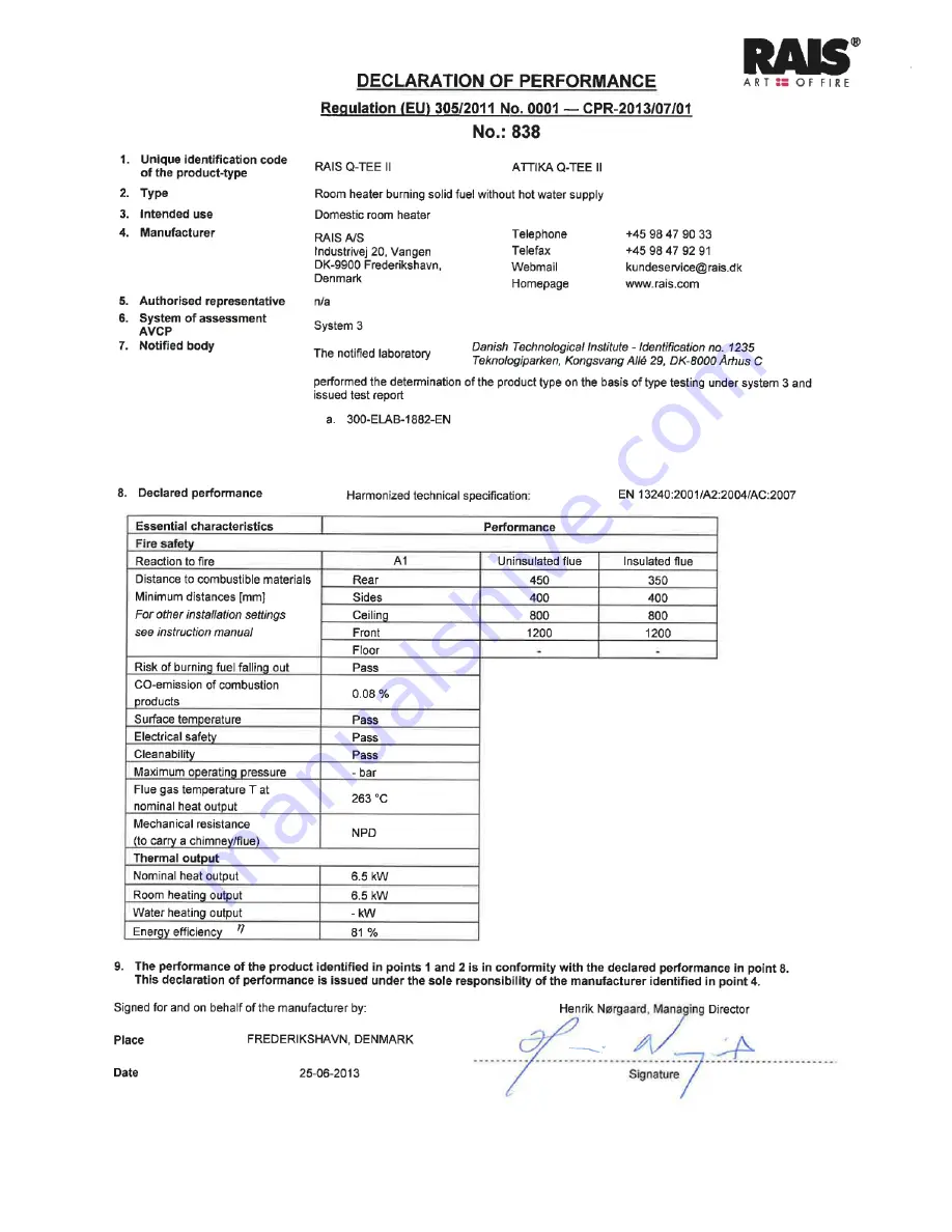 RAIS Q-Tee 2 Instructions For Installation, Use And Maintenance Manual Download Page 43