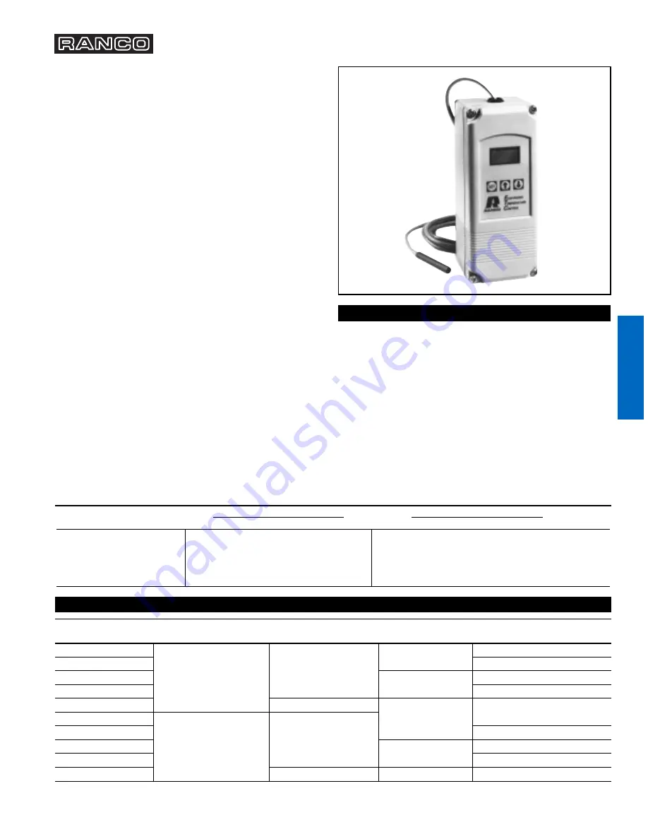 Ranco ETC-111000 Quick Start Manual Download Page 1