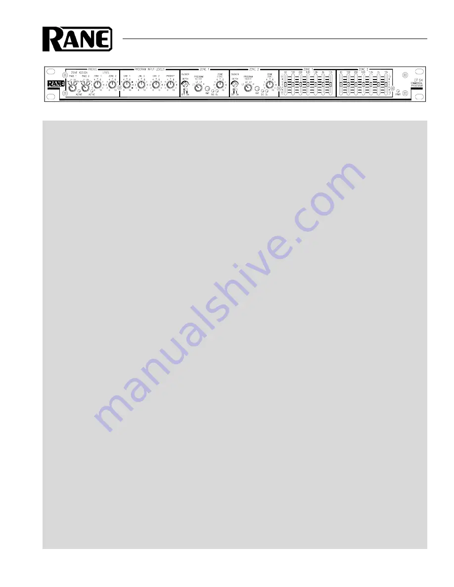 Rane CP 64 Operator'S Manual Download Page 1