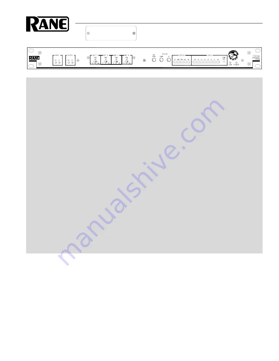 Rane ECM 64e Operator'S Manual Download Page 1