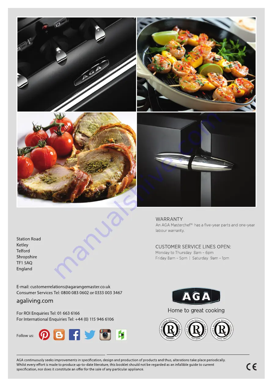 Rangemaster MASTERCHEF XL 110 Dual Fuel User'S Manual & Installation Instructions Download Page 48