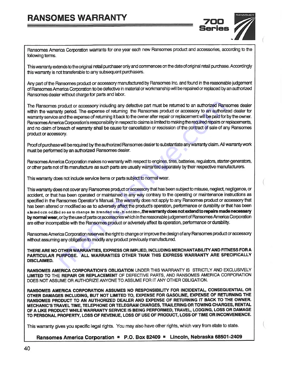 Ransomes 946700 Operator'S Manual Download Page 42