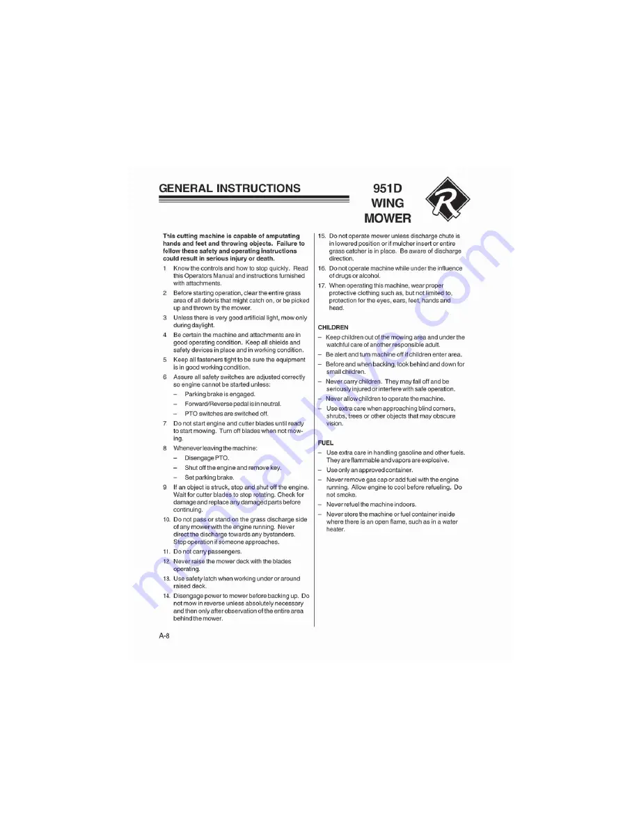 Ransomes 951D 946900 Operation & Safety Manual Download Page 10