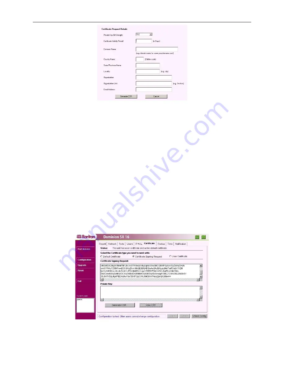 Raritan Dominion SX16 Installation And Operation Manual Download Page 66