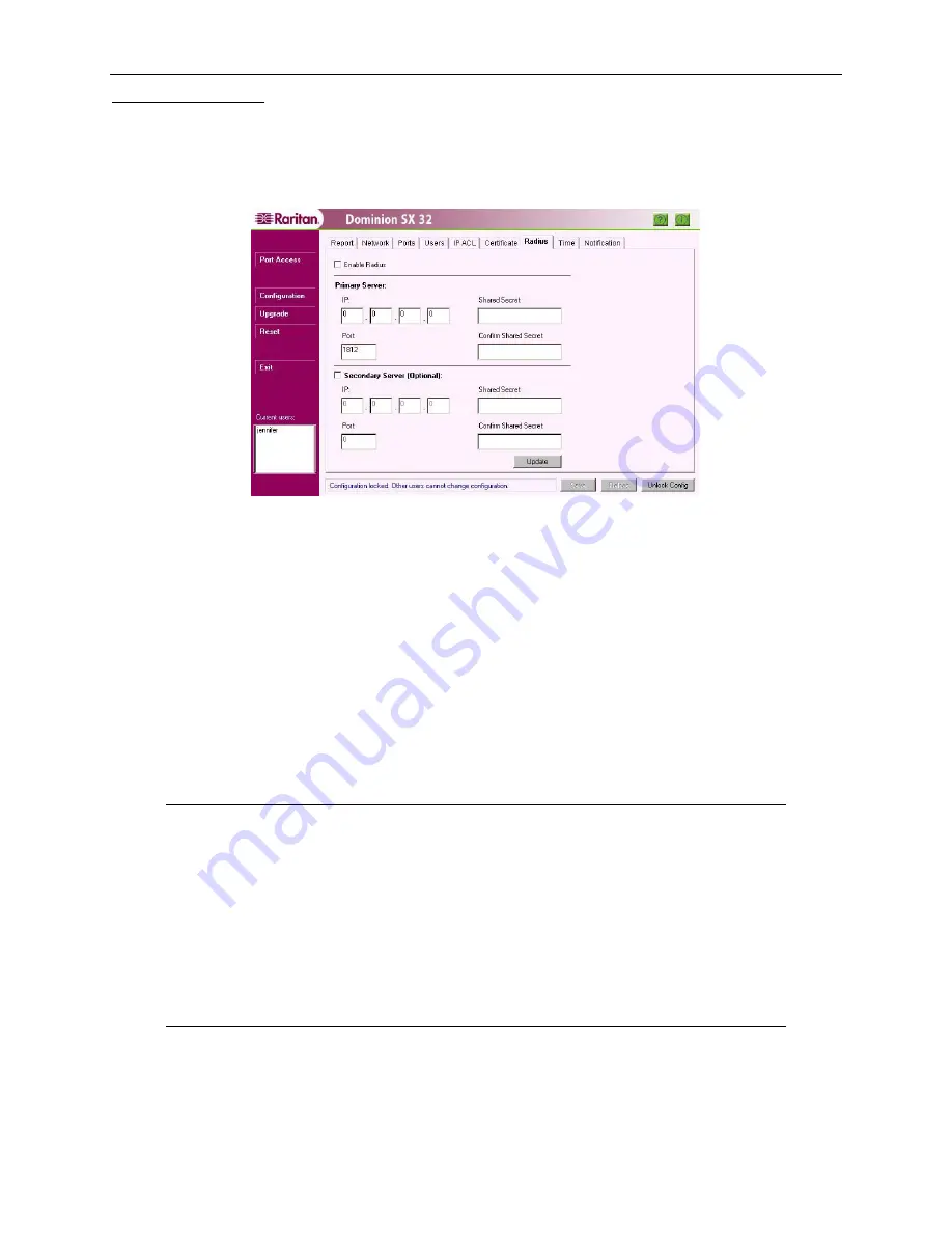 Raritan Dominion SX16 Installation And Operation Manual Download Page 71