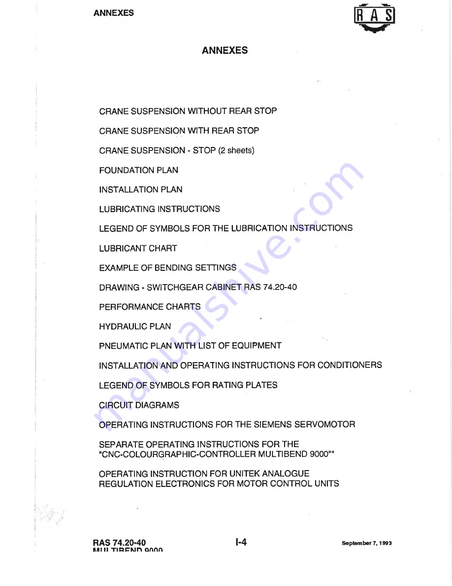 RAS MULTIBEND 9000 Operator'S Manual Download Page 6