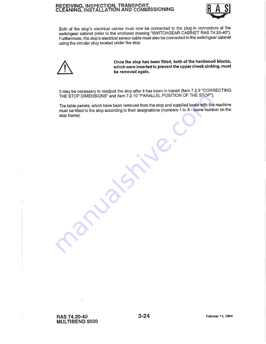 RAS MULTIBEND 9000 Operator'S Manual Download Page 46