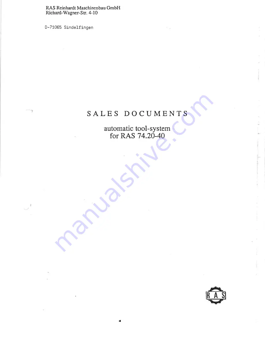 RAS MULTIBEND 9000 Operator'S Manual Download Page 99