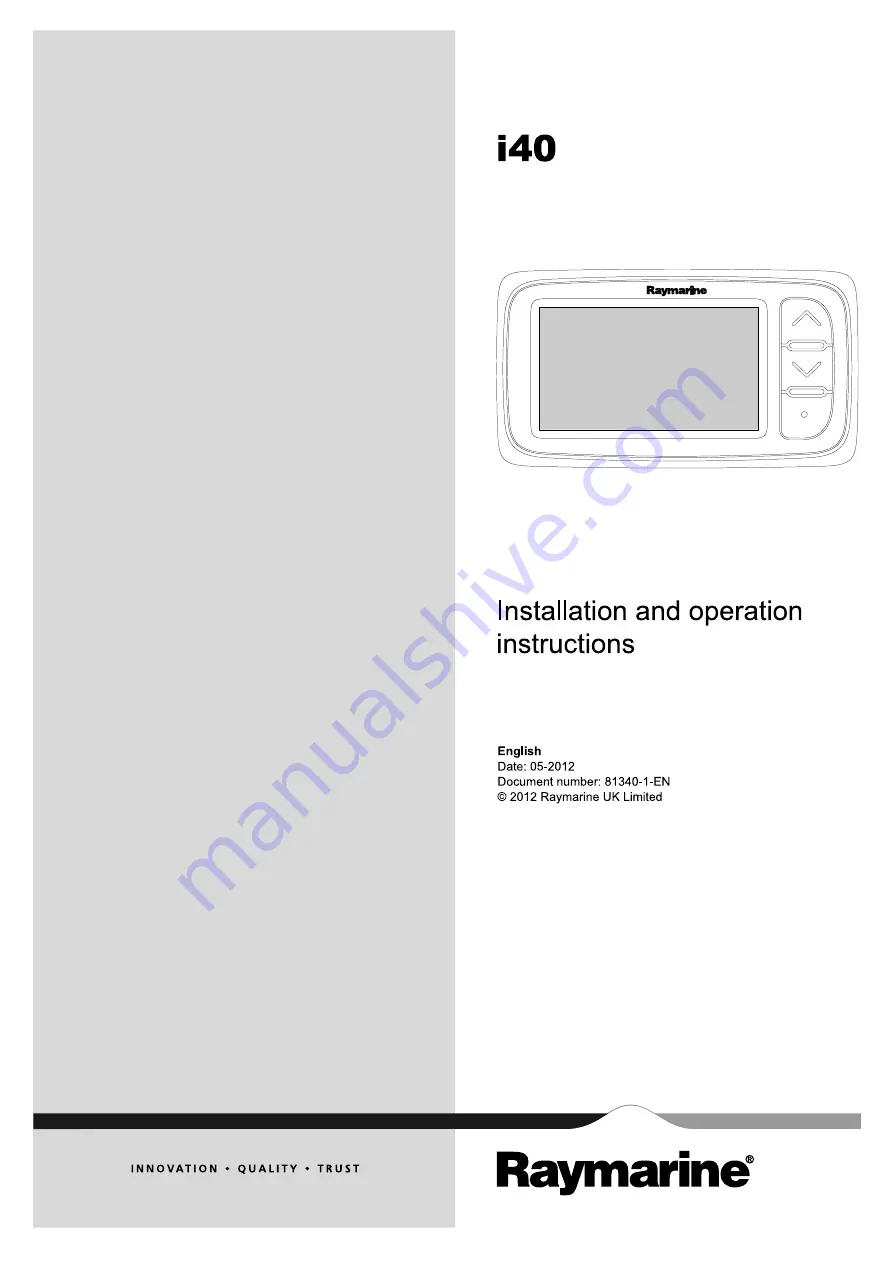 Raymarine E70141 Installation And Operation Instruction Manual Download Page 1