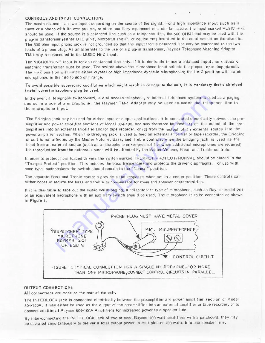 Raymer Amplifier 804-100A Operating Instructions Download Page 2